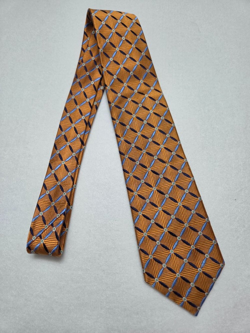 Jos A Bank Signature Collection Men's Silk Geometric Necktie Orange Blue Classic